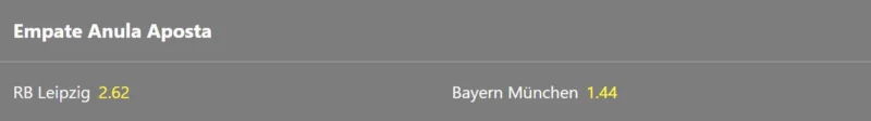 Odds Empate Anula Aposta - Bayern x Leipzig